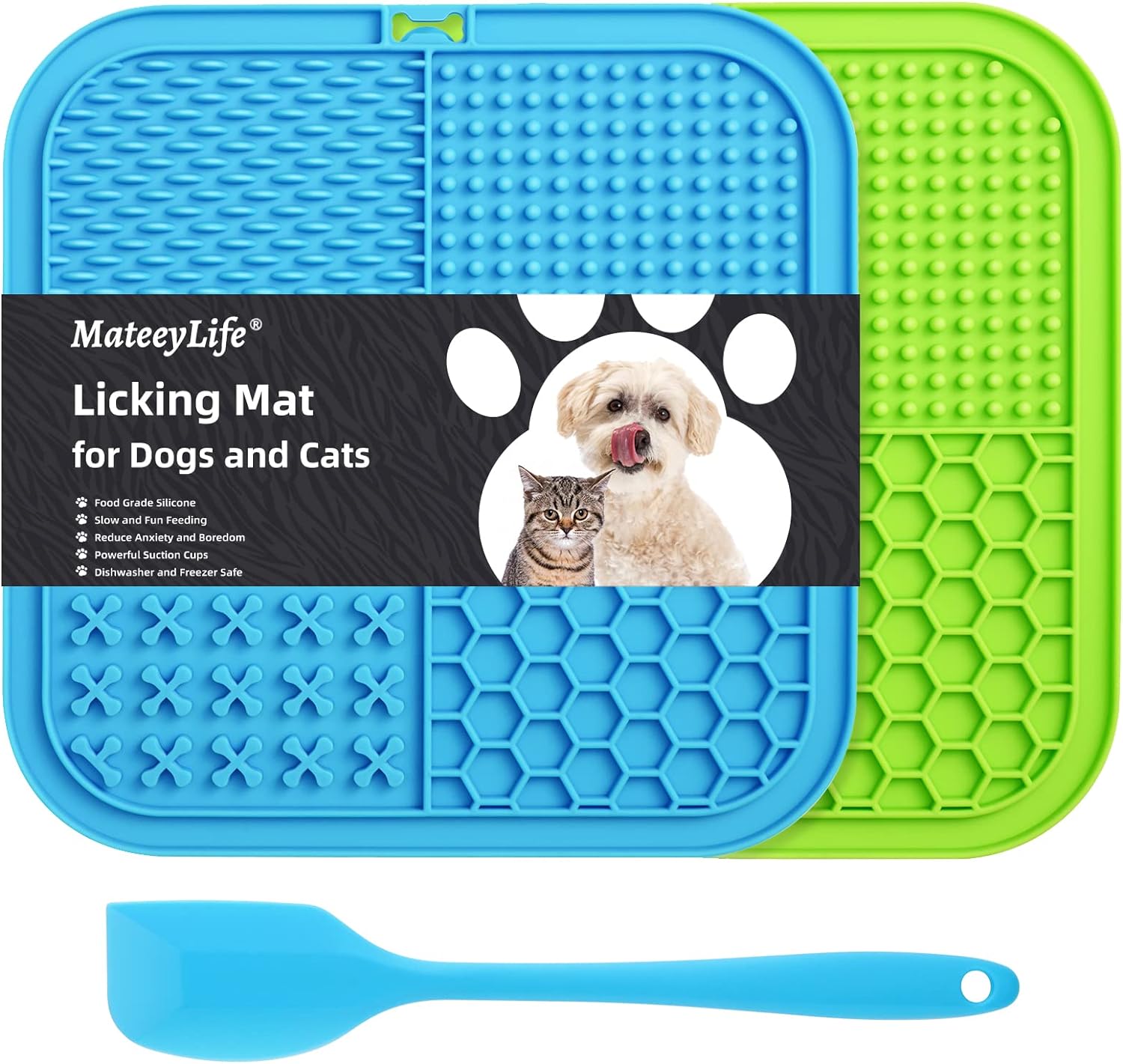 MateeyLife Licking Mat for Dogs and Cats, Premium Lick Mats with Suction Cups for Dog Anxiety Relief, Cat Lick Pad for Boredom Reducer, Dog Treat Mat Perfect for Bathing Grooming etc. MateeyLife Licking Mat for Dogs and Cats, Premium Lick Mats with Suction Cups for Dog Anxiety Relief, Cat Lick Pad for Boredom Reducer, Dog Treat Mat Perfect for Bathing Grooming etc.
