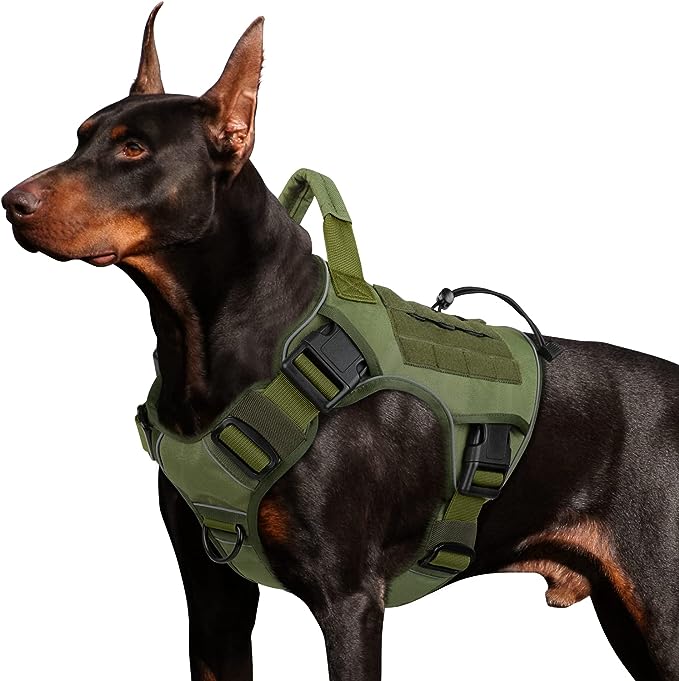 WINGOIN Green Harness with Handle Tactical Dog Harness for Large Dogs No Pull Adjustable Reflective K9 Military Dog Vest Harnesses with Easy Control Handle for Walking, Hiking, Training(L) WINGOIN Green Harness with Handle Tactical Dog Harness for Large Dogs No Pull Adjustable Reflective K9 Military Dog Vest Harnesses with Easy Control Handle for Walking, Hiking, Training(L)